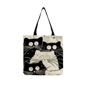 Cat Shopping Tote Polyester Canvas Reusable NWT